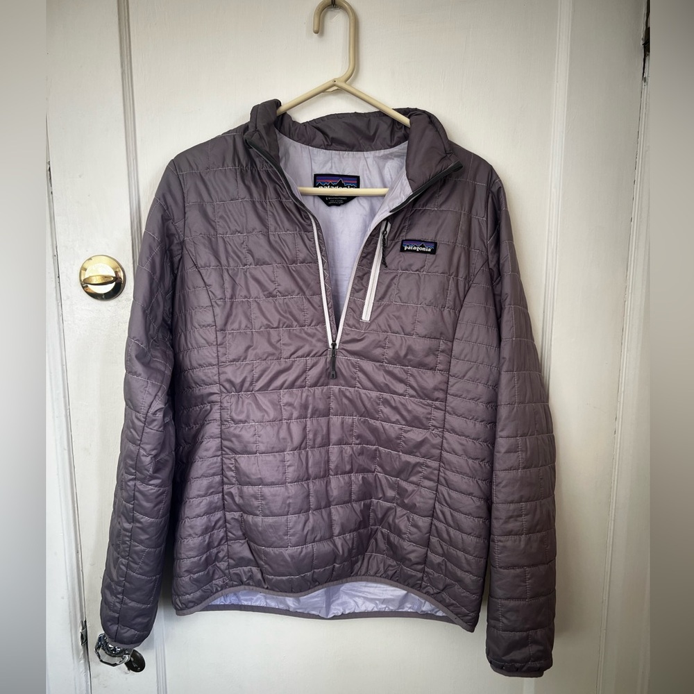 Patagonia Gray/purple Quilted Half-Zip Pullover